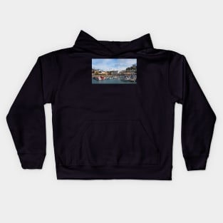 A sunny view across the boats moored in the harbour of the Devonshire seaside town of Torquay. Kids Hoodie